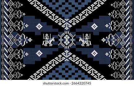 Geometric Navajo Pattern Native American fabric colorful design vector for textile print Seamless Tribal Design 