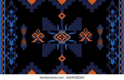 Patrón geométrico Navajo Vector de diseño colorido de tela nativa americana para impresión textil Diseño tribal sin costuras 