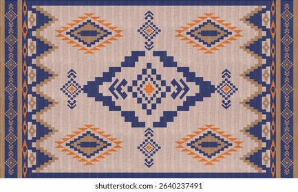 Geometric Navajo tribal vector seamless pattern. Native American ornament. Ethnic South Western decor style. Boho Vector seamless pattern. Mexican blanket, rug. Woven carpet illustration.