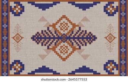 Geometric Navajo tribal vector seamless pattern. Native American ornament. Ethnic South Western decor style. Boho Vector seamless pattern. Mexican blanket, rug. Woven carpet illustration.