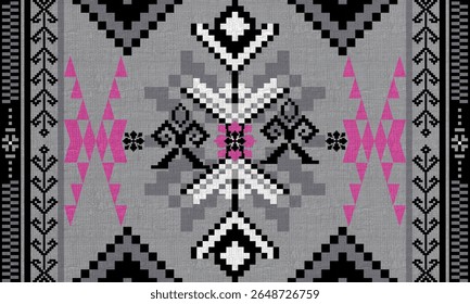 Vetor tribal navajo geométrico padrão sem emenda. Ornamento nativo americano. Ornamento geométrico do Boho do Sul étnico. cobertor, tapete. Tapete tecido