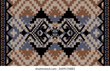 Vetor tribal navajo geométrico padrão sem emenda. Ornamento nativo americano. Ornamento geométrico do Boho do Sul étnico. cobertor, tapete. Tapete tecido