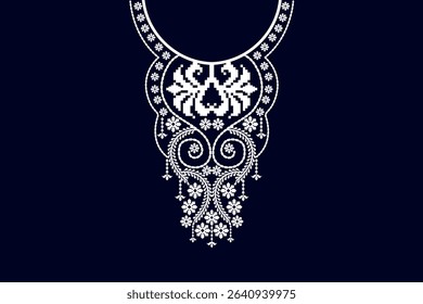 Geometric neckline embroidery design for cloth, fabric and textiles.