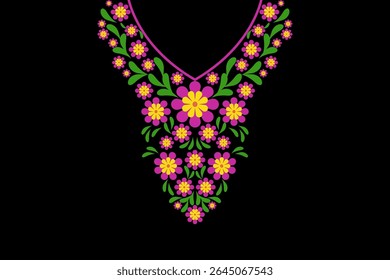 Geometric neckline embroidery design for cloth, fabric and textiles
