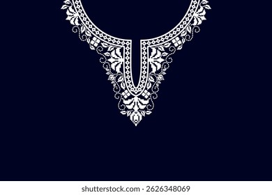 Geometric neckline embroidery design for fabric cloth and textile