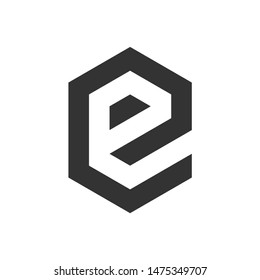 Geometric negative space letter e logo icon vector