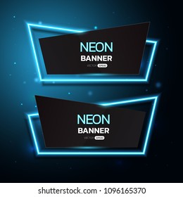 Geometric neon banner. Neon light frame. vector illustration.