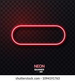 Geometric neon banner.Neon light frame on transparency. vector illustration.