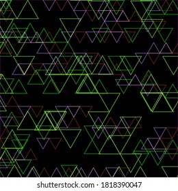 Diseño de neón geométrico. Triángulos de color.