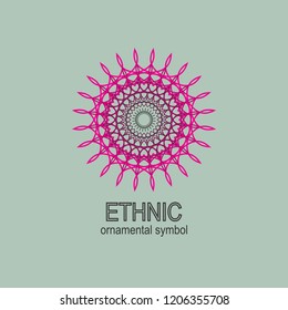 Geometric  neon emblems set. Vector mosaic arabic ornamental symbols