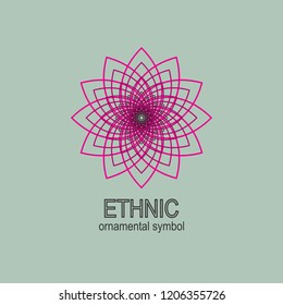 Geometric  neon emblems set. Vector mosaic arabic ornamental symbols