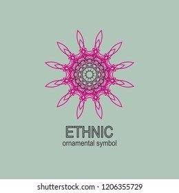 Geometric  neon emblems set. Vector mosaic arabic ornamental symbols