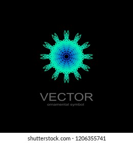 Geometric  neon emblems set. Vector mosaic arabic ornamental symbols