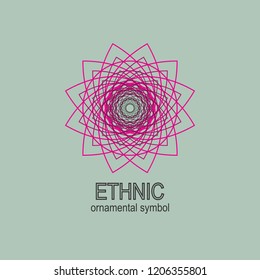 Geometric  neon emblems set. Vector mosaic arabic ornamental symbols