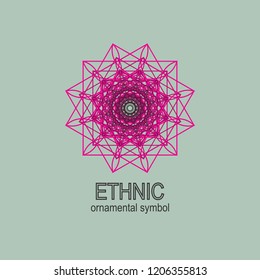 Geometric  neon emblems set. Vector mosaic arabic ornamental symbols