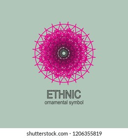 Geometric  neon emblems set. Vector mosaic arabic ornamental symbols