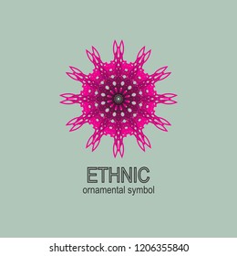 Geometric  neon emblems set. Vector mosaic arabic ornamental symbols
