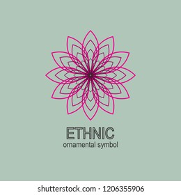 Geometric  neon emblems set. Vector mosaic arabic ornamental symbols