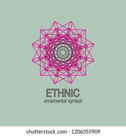 Geometric  neon emblems set. Vector mosaic arabic ornamental symbols