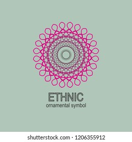 Geometric  neon emblems set. Vector mosaic arabic ornamental symbols