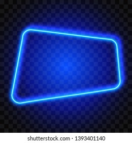 Geometric neon frame on transparent background, vector illustration.
