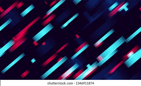 Geometric Neon Speed Lines Seamless Background. Bright Rectangle Shapes Texture. Fast Movement Sporty Pattern. Digital Cover Background.