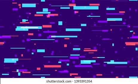 Geometric Neon Speed Lines Seamless Background. Abstract Glitch Effect Texture. Digital Neon Flow Pattern. Geometric Poster Background.