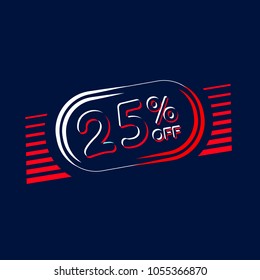 Geometric neon vector banners. Style of glossy plastic. Paper origami. Special prices Sale of labels. 25% off illustration