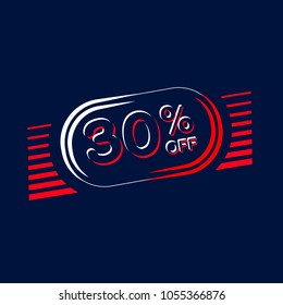 Geometric neon vector banners. Style of glossy plastic. Paper origami. Special prices Sale of labels. 30% off illustration