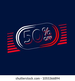 Geometric neon vector banners. Style of glossy plastic. Paper origami. Special prices Sale of labels. 50% off illustration