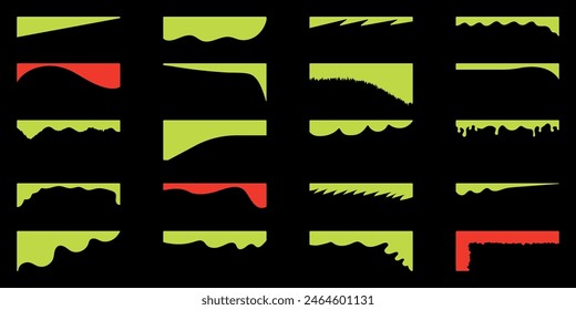 Geometric Neon Website border and separator headers. Organic Web page. Divider shapes for web page. Abstract Curve Set for Banners, Posters, website and App. Vector Dividers shapes and headers.