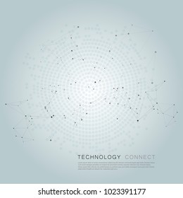 Geometric network abstract background with connected line and dots.