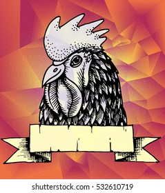 Geometric New Year background. Rooster Year design. Vector for wallpaper, banner, poster, fabric, gift wrap, greeting or invitation card