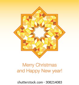 Geometric New Year poster with polygons. Vector illustration.
