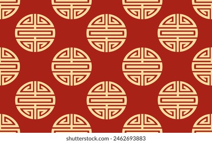 Geometric New Year Wrapping paper design with traditional golden Chinese ornament. Seamless pattern with Asian symbols. Geometry Minimalism Vector can used Wrapper, fabric, wall, print.
