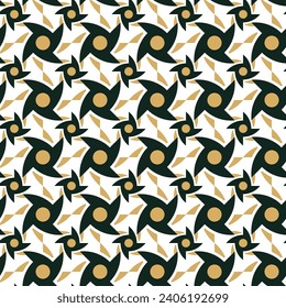 geometric ninja shuriken seamless pattern with yellow and green object color and white background