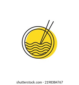 geometric noodle and sunset logo design