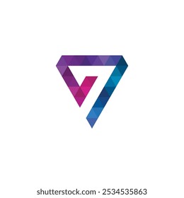 Geometric Number 7 Seven Logo design vector template