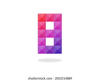 Geometric number 8 logo with perfect combination of red-blue colors. Vector illustration.
