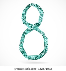 Geometric number eight with triangles. Vector illustration.