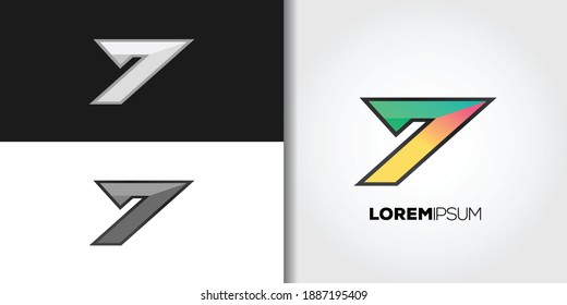 geometric number seven logo set brand idea template vector