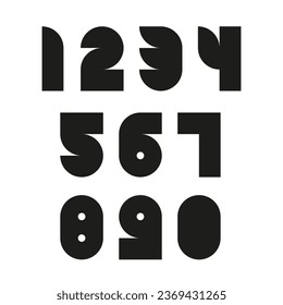 Geometric numbers set. Digital style simple stylized numerals shapes. 