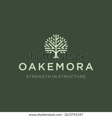 Geometric Oak Tree Logo – Bold oak tree formed with abstract geometric elements.