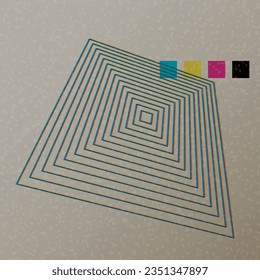 Geometric object CMYK colors transparent with riso print effect. vector illustration. Colorful graphic elements retro risograph technique. 