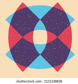 Geometric object  with riso print effect. Vector. Graphic element  for fabric, textile, clothing, wrapping paper, wallpaper, poster. Graphic element.  Perfect For your own decoration or design