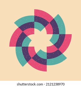 Geometric object  with riso print effect. Vector. Graphic element  for fabric, textile, clothing, wrapping paper, wallpaper, poster. Graphic element.  Perfect For your own decoration or design
