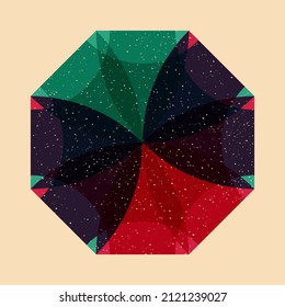 Geometric object  with riso print effect. Vector. Graphic element  for fabric, textile, clothing, wrapping paper, wallpaper, poster. Graphic element.  Perfect For your own decoration or design