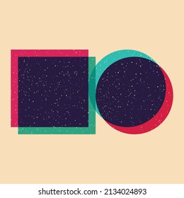 Geometric object  with riso print effect. Vector. Graphic element  for fabric, textile, clothing, wrapping paper, wallpaper, poster. Graphic element.  Perfect For your own decoration or design
