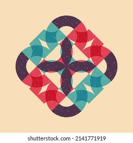 Geometric object  with riso print effect. Vector. Graphic element  for fabric, textile, clothing, wrapping paper, wallpaper, poster. Graphic element.  Perfect For your own decoration or design