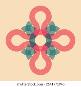 Geometric object  with riso print effect. Vector. Graphic element  for fabric, textile, clothing, wrapping paper, wallpaper, poster. Graphic element.  Perfect For your own decoration or design